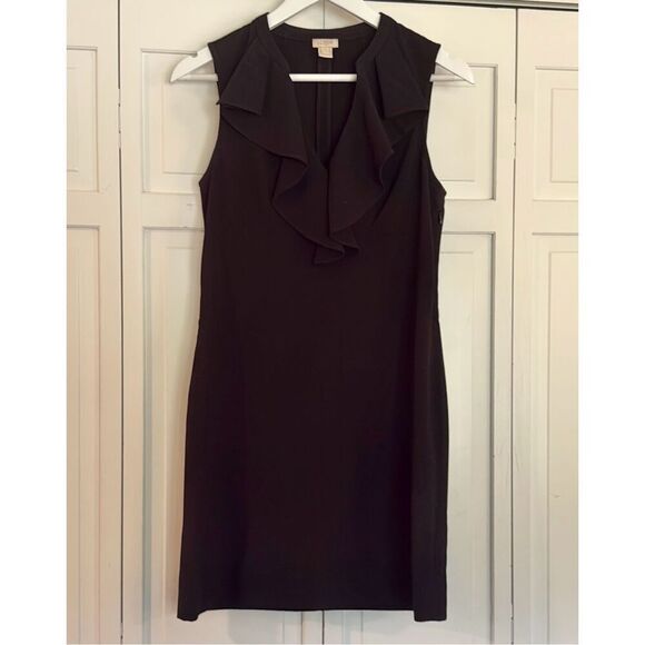 J.Crew ruffled vneck shift pullover black dress 2 - Picture 2 of 9